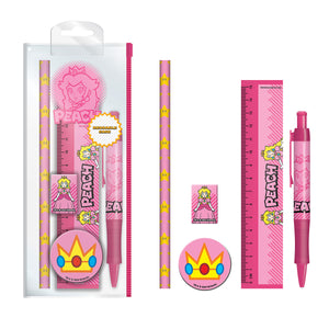 Officially Licensed Super Mario Princess Peach 5-in-1 Premium Stationary Gift Set, Pink edition