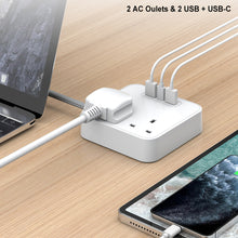 画像をギャラリービューアに読み込む, Mobilesteri マルチ充電拡張ソケット、USB C ポート、2 つの USB A ポート、2 ウェイコンセント付き
