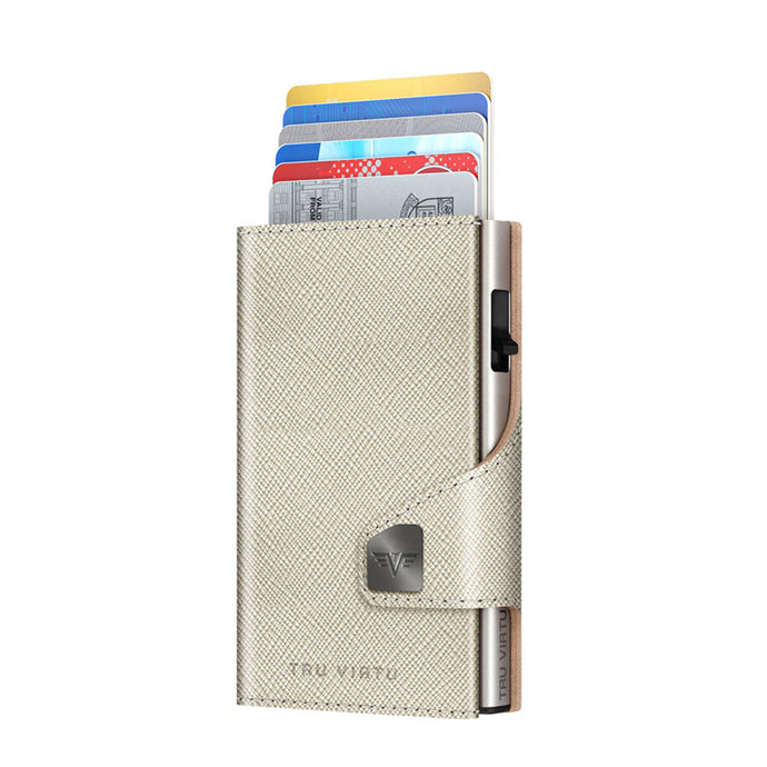 【德國製造】Tru Virtu Saffiano 金色真皮皮革多功能防盜RFID錢包