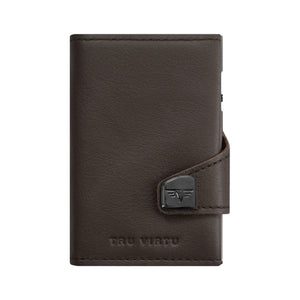 Tru Virtu Germany Click & Slide RFID Smart Wallet, Nappa Brown/Silver edition