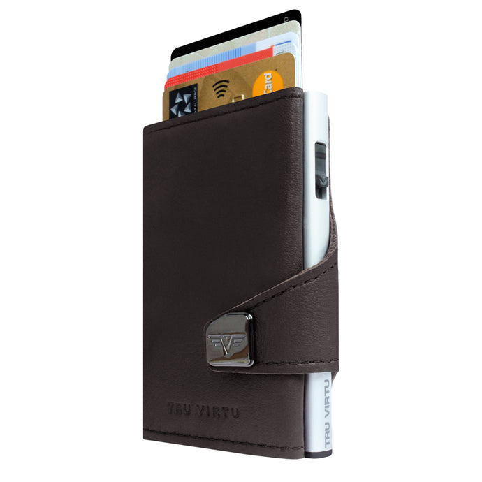 Tru Virtu Germany Click & Slide RFID Smart Wallet, Nappa Brown/Silver edition
